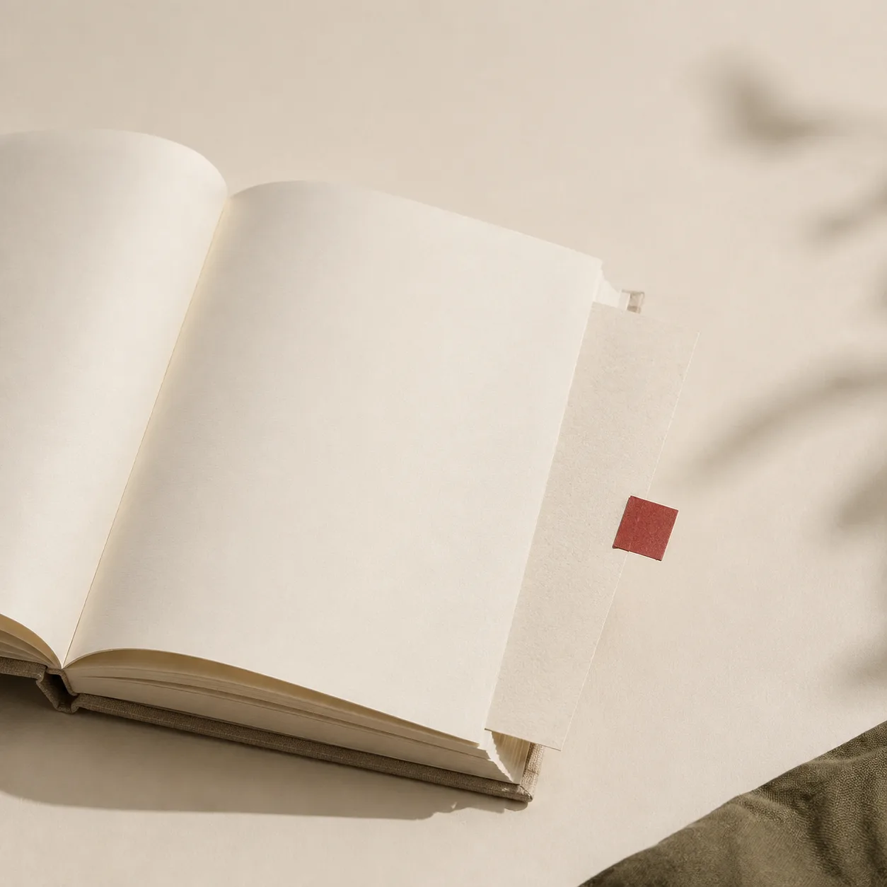 A blank document sliding into an open unbranded book